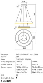 Redo 01-2889 - LED Dimmelhető csillár zsinóron FEBE LED/62W/230V arany
