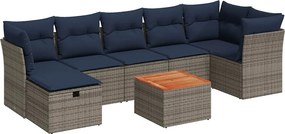 vidaXL 8 részes szürke polyrattan kerti ülőgarnitúra párnákkal