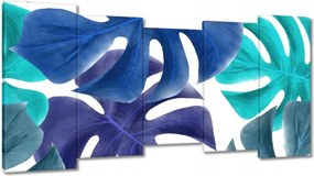 Vászonkép 150x80 Monstera Levelek Kék