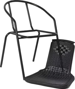 Kerti rakásolható szék, fekete, acél/műanyag, FRENY