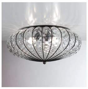 SIRU - Mennyezeti lámpa ACCADEMIA 3xE27/60W/230V átlátszó/fekete Velencei üveg
