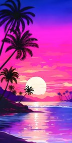 Strandtörölköző TAHITI 100x180 cm lila, 100% mikroszálas