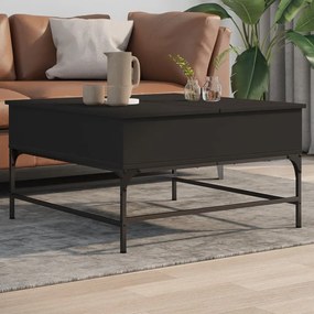 Fekete szerelt fa és fém dohányzóasztal 80 x 80 x 45 cm