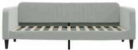 világosszürke kihúzható bársony heverő 90 x 200 cm