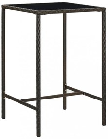 barna polyrattan és üveg kerti bárasztal 70 x 70 x 110 cm
