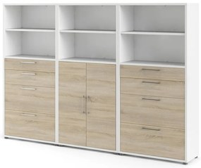 Fehér-natúr színű moduláris könyvespolc tölgyfa dekorral 268x189 cm Prima – Tvilum