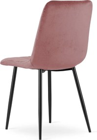 Rózsaszín étkezőszék LAVA bársony fekete lábakkal