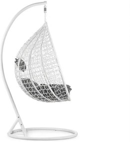 Fehér függőszék KOKON állvánnyal, szürke párnával