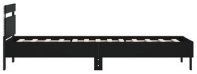 fekete ágykeret fejtámlával és LED-világítással 100 x 200 cm