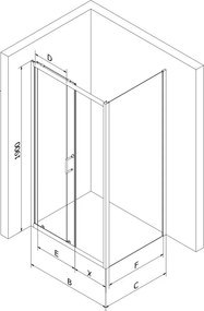 Mexen Apia 120 x 90 cm-es, átlátszó, króm eltolható zuhanykabin + Flat zuhanytálca - 840-120-090-01-00-4010