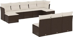 vidaXL 10 részes barna polyrattan kerti ülőgarnitúra párnákkal