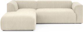 Bézs kordbársony sarokkanapé (bal oldali-heverő résszel) Merid – Ropez