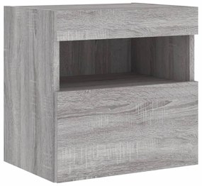 szürke sonoma színű fali TV-szekrény LED-ekkel 40x30x40 cm