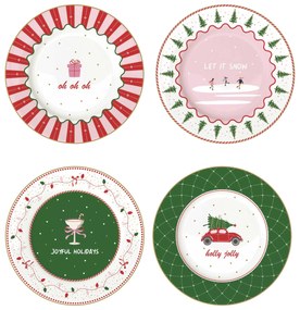 Porcelán desszerttes tányér szett 4 db-os 19,5 cm díszdobozban Christmas Twist