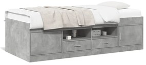 betonszürke kanapéágy fiókkal matrac nélkül 75x190 cm