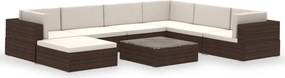 vidaXL 8-részes barna polyrattan kerti bútorszett párnákkal