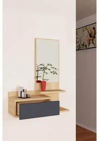 Fali polc tükörrel ROZELLA 90x60 cm bézs/antracit