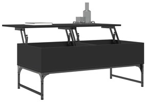 Fekete szerelt fa és fém dohányzóasztal 100 x 50 x 40 cm