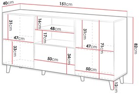 HAER 1 kombinált design komód - wotan tölgy / fekete