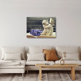 Egy angyal képe virággal (üvegen) (70x50 cm)