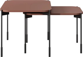 Sonatia dohányzóasztal 60 cm, téglalap alakú, fém lábakkal - bordó