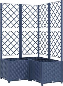 vidaXL kékszürke PP rácsos kerti ültetőláda 80 x 80 x 136 cm