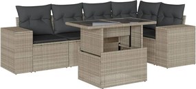 vidaXL 6 részes világosszürke polyrattan kerti ülőgarnitúra párnákkal