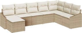 vidaXL Kanapé Szett párnával 8 pcs Bézs polirattan