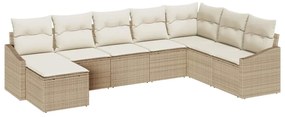 vidaXL Kanapé Szett párnával 8 pcs Bézs polirattan