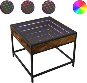vidaXL füstös tölgy végtelen hatású LED-es dohányzóasztal 50x50x41 cm