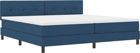 vidaXL Boxrugós ágy matracmal leddel Kék 200 x 200 cm szövet