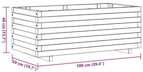 téglalap alakú fa magaságyás 100 x 50 x 40 cm
