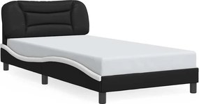 vidaXL fekete és fehér műbőr ágykeret matrac nélkül Hvar 100x200 cm