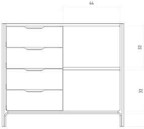 Natúr színű tölgyfa alacsony komód 95x80 cm Twig – The Beds