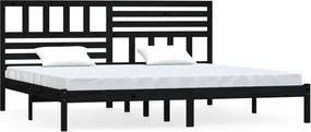 vidaXL fekete tömör fenyőfa ágykeret 200 x 200 cm