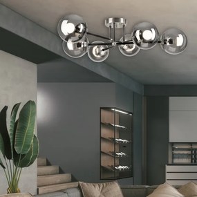 Felületre szerelhető csillár  MALENA 6xE14/5W/230V matt króm/füstös