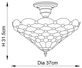Endon 64300 - Felületre szerelt Tiffany PEARL csillár 3xE27/60W/230V, átmérő 37 cm