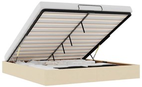 Ottomán krémszínű szövet ágykeret matrac nélkül 160 x 200 cm