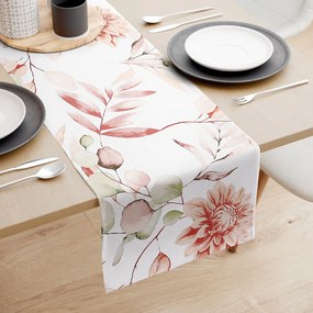 Goldea pamut asztali futó deluxe - akvarell virágok 20x120 cm