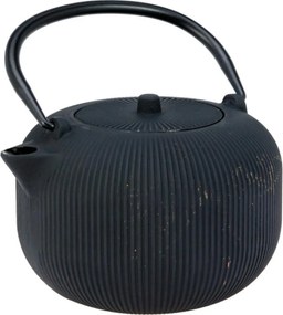 Öntöttvas Teás Kanna Ajándékba Tea És Gyógynövények Főzéséhez, Fekete Teás Kanna 1 L