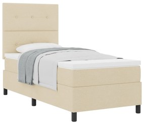 Box Spring Ágy Matraccal Krémszínű Egyszemélyes Szövet