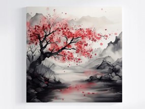 Poszter Ázsia Hegyek Tó Cseresznyefa Sakura Zen 80x80