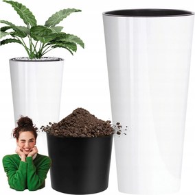 Virágtartó Betéttel Magas Nagy Kerek Fehér Kerti Hosszúkás Virágtartó
