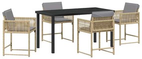 vidaXL Kert étkező szett 5 pcs Bézs polirattan