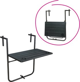 Összecsukható erkély asztal, fekete, UZOR