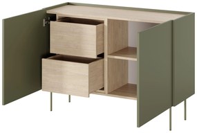 Desin 120 2D2SZ kétajtós fiókos komód polccal 120 2D2SZ - olíva / nagano-tölgy