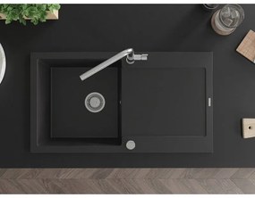 Mexen Leo, 1 kamrás gránit mosogató 900x500x190 mm és Flora mosogató csaptelep, fekete, 6501-77-670401-00
