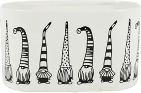 Karácsonyi virágcserép GNOME PARTY kerámia, 19,5x11 cm, fehér