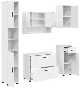Fürdőszoba bútor szett 5 pcs Magasfényű fehér 30 x 35 x 192 cm