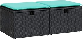 vidaXL 2 részes fekete polyrattan akácfa kerti ülőgarnitúra párnával